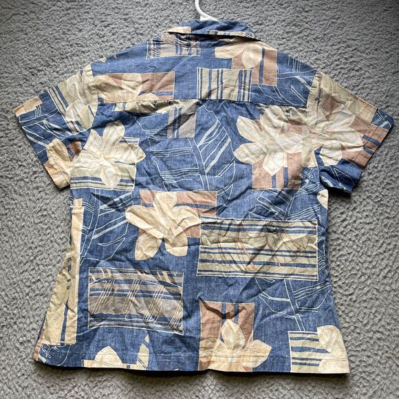 Nani Hawaiian Shirt Womens Small Blue Aloha Floral Button Up Short Sleeve - Picture 4 of 14